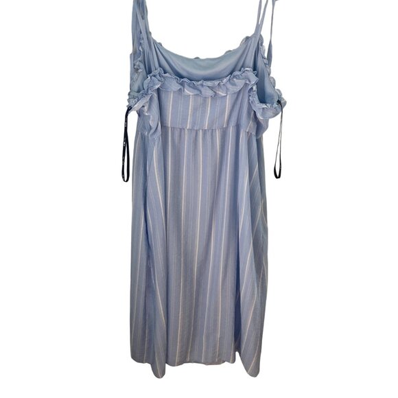 BCBG Paris Top Lined Blue & White Striped Dress Size XXL Tie Straps Side Pockets - Picture 6 of 12